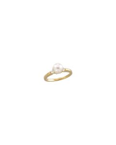 Akoya Cultured Pearl & Diamond Ring
