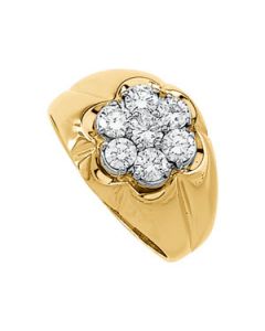 Gents Diamond Ring 14K Yellow Gold 1 Ct