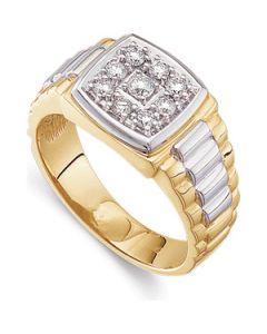Two Tone Gents Diamond Ring 14K White/Yellow Gold 3/8 Ct Tw