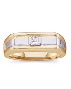 Two Tone Gents Diamond Ring 14K Yellow/White Gold 1/4 Ct Tw