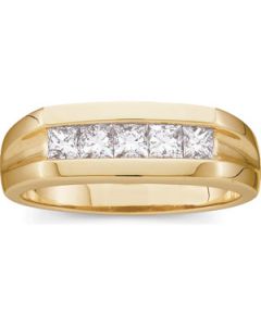 Gents Diamond Ring 14K Yellow Gold 7/8 Ct Tw
