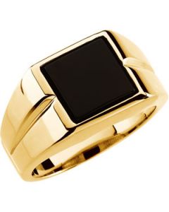 GENTS GENUINE ONYX RING 14K Yellow Gold 10.00 MM ONE PIECE