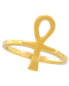 Metal Fashion Ankh Ring 14K Yellow Gold Ring