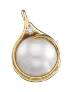Mabe Pearl And Diamond Pendant 14K Yellow Gold 15.00 Mm