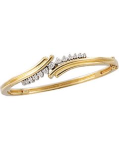 Diamond Bangle Bracelet 14K Yellow/White Gold 1/2 Ct Tw