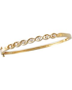 Diamond Bangle Bracelet 14K Yellow Gold 1/4 Ct Tw