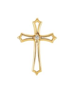 14kt Yellow .015 CTW Diamond Cross Pendant