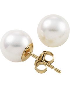 AKOYA CULTURED PEARL EARRINGS 14K White Gold PAIR 05.00 MM ONE PIECE
