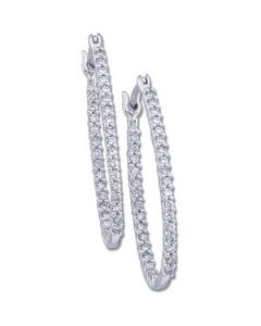 Diamond Hoop Earrings 14K White Gold Pair (1/4 Ct Tw)