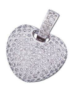 Diamond Heart Pendant 14K White Gold 2 Ct Tw