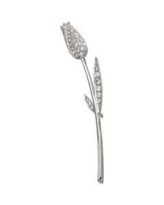 Diamond Brooch 14K White Gold 1 Ct Tw