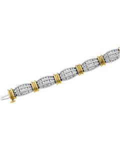 Two Tone Diamond Bracelet 14K White/Yellow Gold 3 Ct Tw