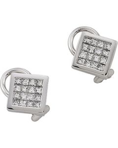 Diamond Earring 14K White Gold Pair 1 Ct Tw