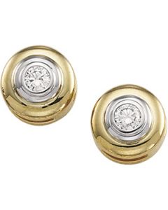 Diamond Solitaire Earring 14K Yellow Gold Pair