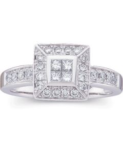 Diamond Ring 14K White Gold 1/2 Ct Tw;Size 08.00 Diamond Ring