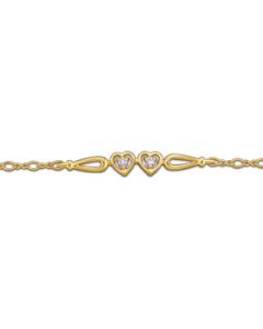 Diamond Heart Bracelet 14K Yellow Gold .08 Ct Tw