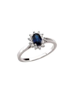 Genuine Blue Sapphire & Diamond Ring