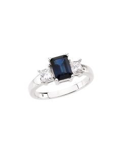 Genuine Blue Sapphire & Diamond Ring