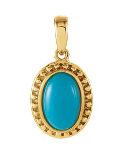 Genuine Turquoise Cabochon Pendant
