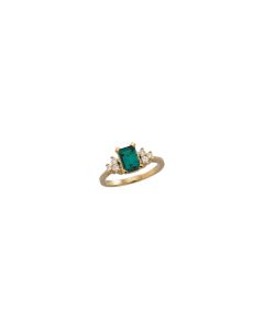 Chatham® Created Emerald & 1/6 CTW Diamond Ring