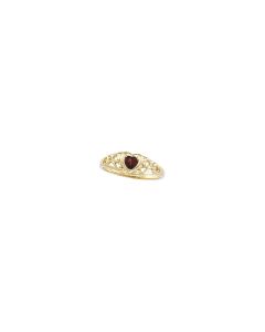 Heart-Shaped Genuine Mozambique Garnet Ring