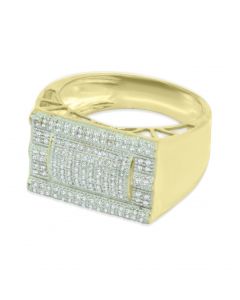 10K Gold Mens Ring Diamond 0.47ctw Fashion Pinky Ring 12.5mm Wide
