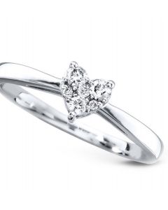 10K White Gold Diamond Heart Ring 0.15ctw Promise Ring or Engagement Ring for Her 