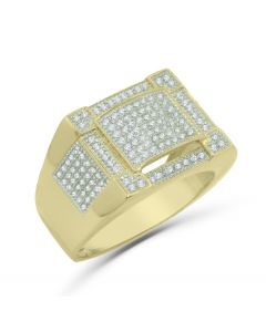 10K Gold Mens Ring Diamond 0.50ctw Fashion Pinky Ring 14mm Wide