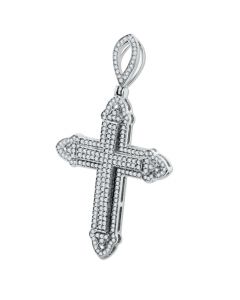 10K White Gold 1/2ctw Diamond Cross 46mm Tall Mens Cross Charm Pendant 1.75 Inch Tall 