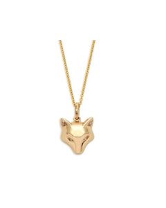 Midwest Jewellery 14K Yellow Gold Pendant Necklace Set Fox Pendant With Diamond 0.03ctw 18 Inch Necklace