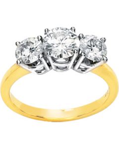 Created Moissanite Three Stone Anniversary Band 14K Yellow Gold Band