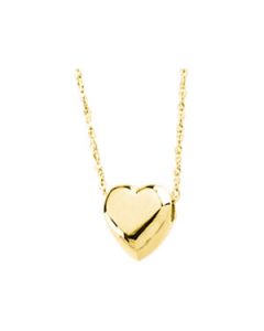 Heart Pendant Slide W/Chain 14K Yellow Gold Pendant Slide