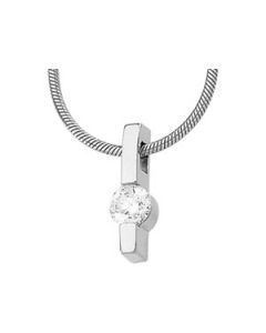 Diamond Asmb Pendant Slide W/Chain 14K White Gold 1/4 Ct Tw