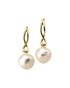 South Sea Cultured Pearl Earring 14K Yellow Gold Pair 13.00 Mm Circle Fashion