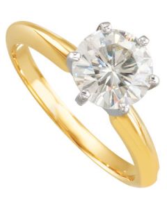 Created Moissanite Solitaire Engagement Ring 14K Yellow/White Gold 07.50 Mm