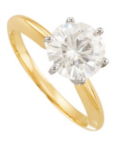 Created Moissanite Solitaire Engagement Ring 14K Yellow/White Gold 08.00 Mm