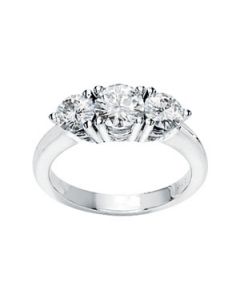 Created Moissanite Three Stone Anniversary Band 14K White Gold 07.00 Mm