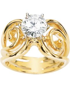 Created Moissanite Solitaire Ring 14K White Gold 07.50 Mm = 1 1/2 Ct