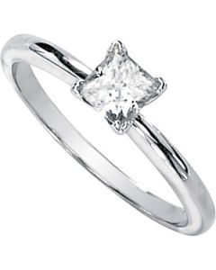 Created Moissanite Solitaire Engagement Ring 14K White Gold 04.50 Mm = 1/2 Ct