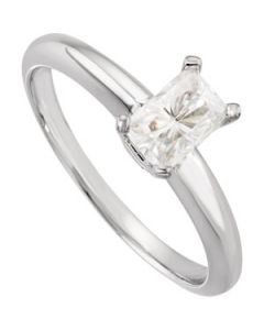 Created Moissanite Solitaire Engagement Ring 14K White Gold 06.00 X 04.00 Mm = 1/2 Ct