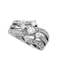 Right Hand Diamond Ring 14K White Gold 3/4 Ct Tw