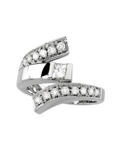 Right Hand Diamond Ring 14K White Gold 7/8 Ct Tw