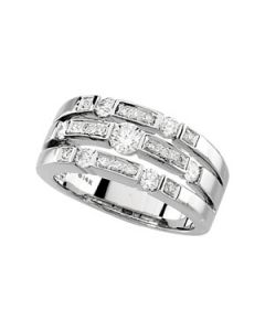 Right Hand Diamond Ring 14K White Gold 3/4 Ct Tw