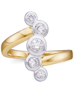 Two Tone Right Hand Diamond Ring 14K Yellow/White Gold 1/2 Ct Tw