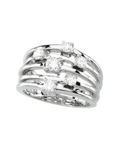 Right Hand Diamond Ring 14K White Gold 1/2 Cttw