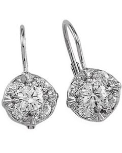 Diamond Lever Back Earring 14K White Gold 
