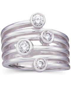 Diamond Right Hand Ring 14K White Gold 5/8 Ct Tw