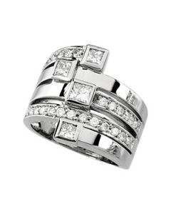 Diamond Right Hand Ring 14K White Gold 1 1/3 Ct Tw