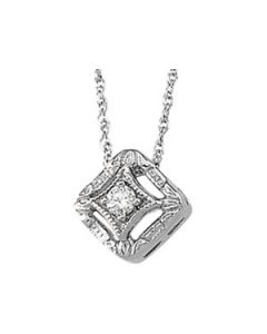 Diamond Pendant Slide W/18 Chain 14K White Gold .05 Ct