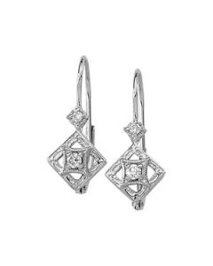 Diamond Leverback Earring 14K White Gold 